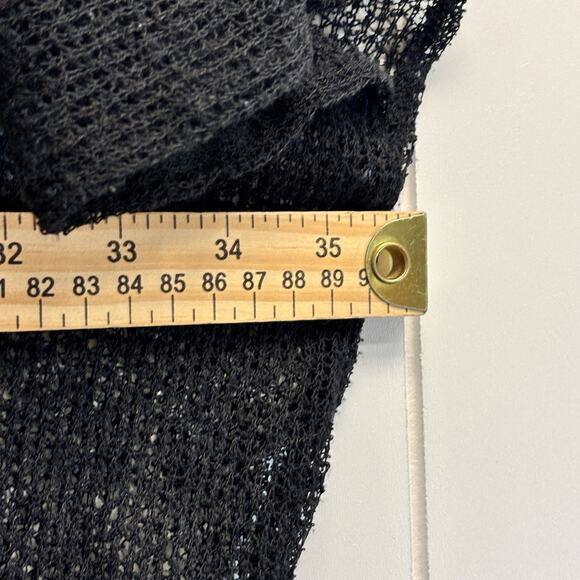 Unity World Wear Black Floral Sheer Blouse Women Large Knit Web Boho Beachy Chic - Picture 5 of 9